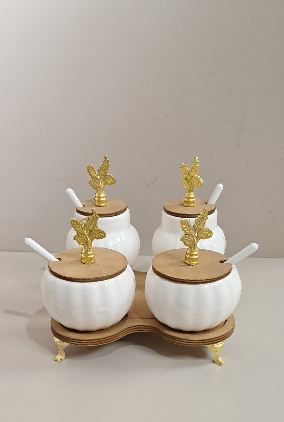 ست جا ادویه ۴ عددی سرامیکی سفید