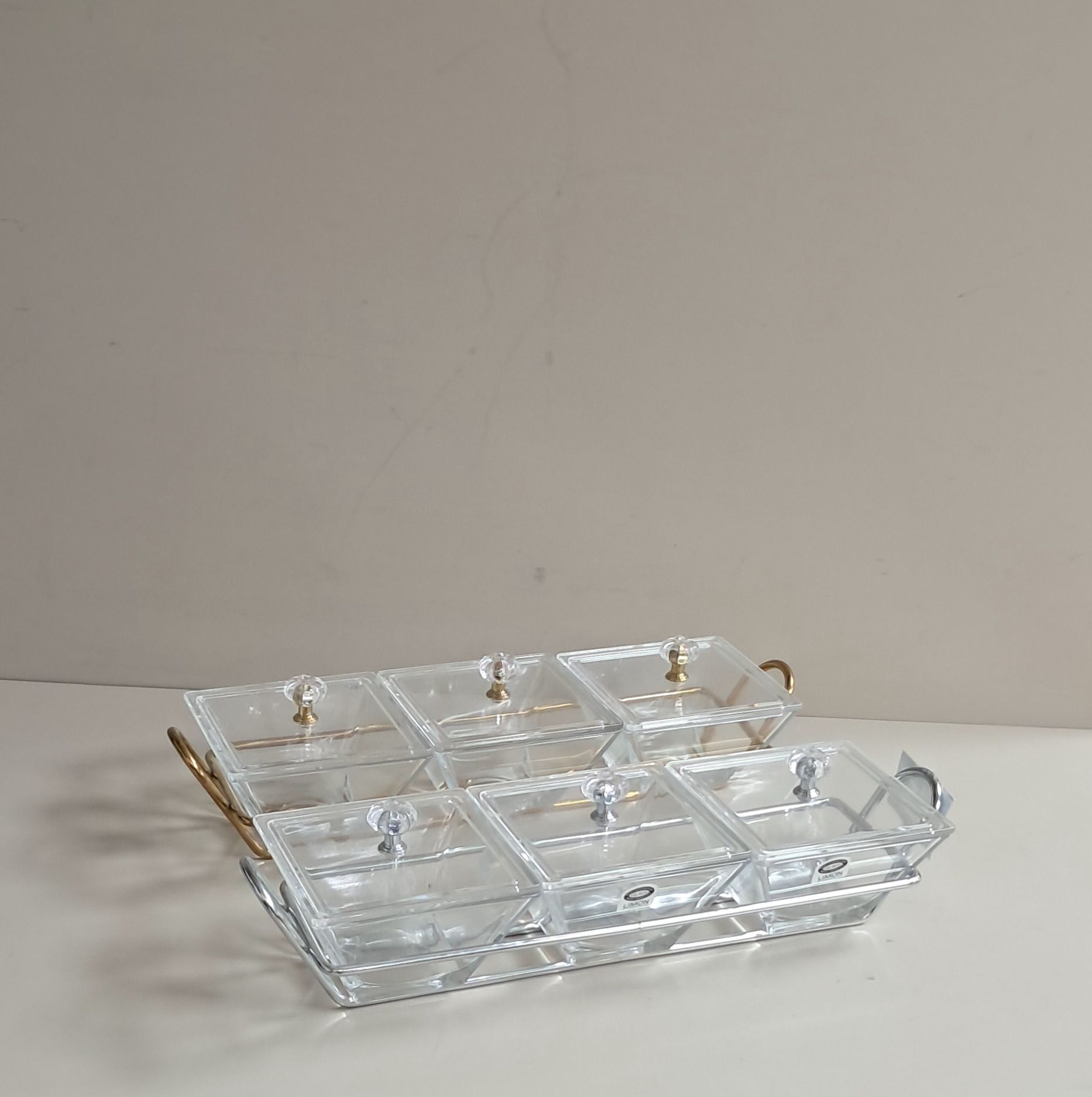 اردوخوری شیشه‌ای مربع 3 خانه LIMON کد 633