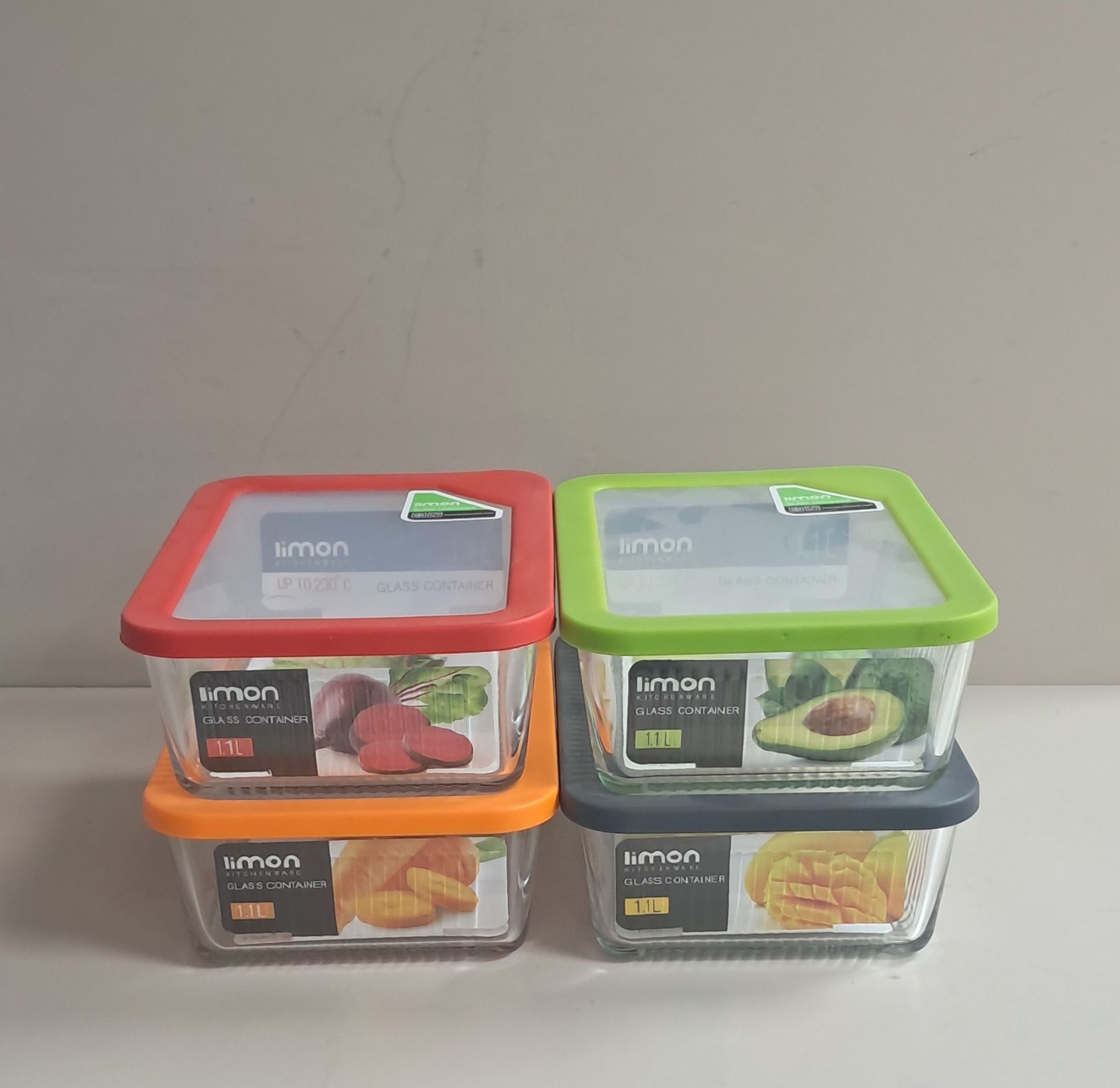 ظرف شیشه‌ای درب‌دار شیاردار LIMON 1.1 کد 626