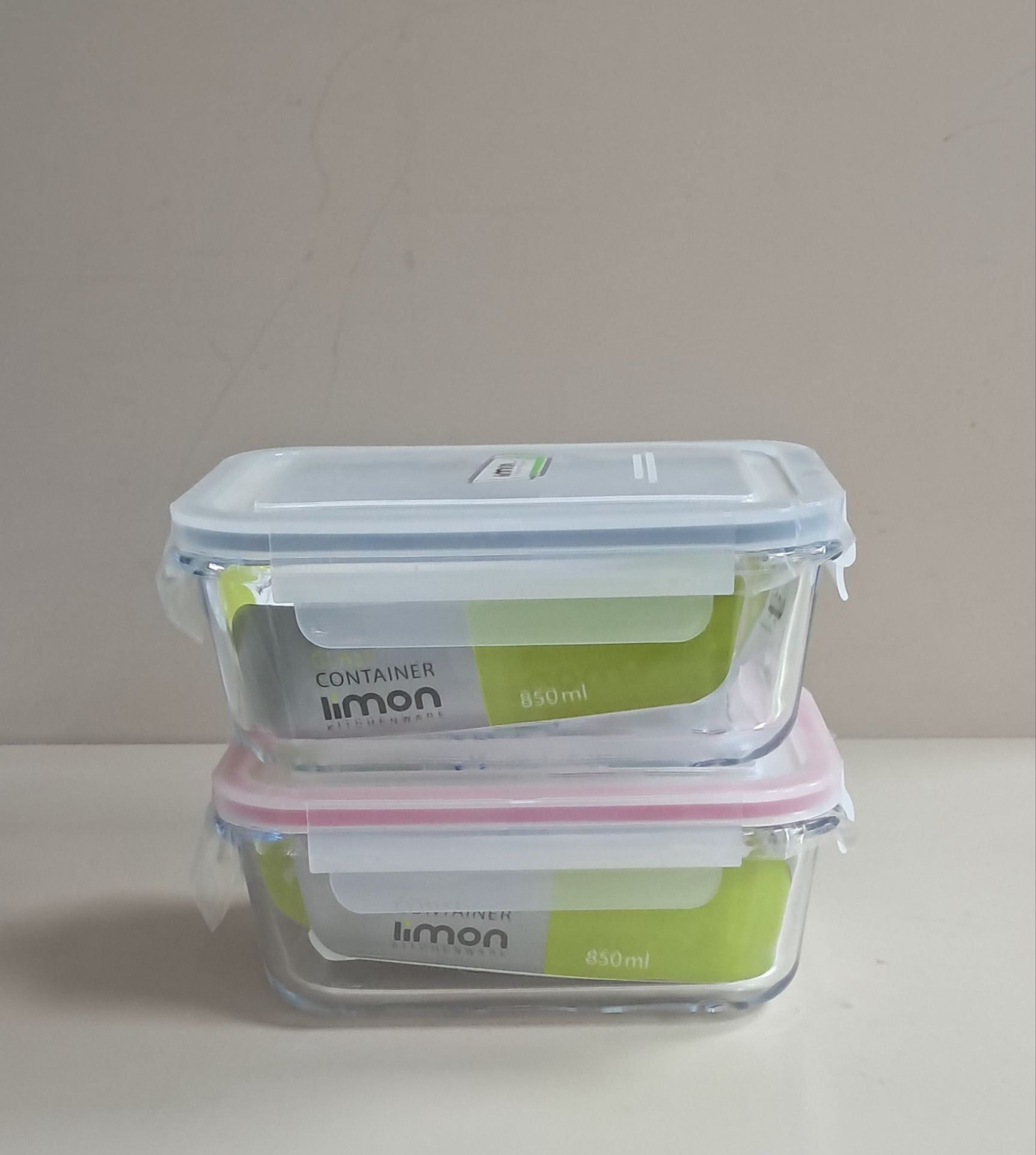 ظرف نگهدارنده شیشه‌ای مستطیل LIMON ظرفیت ۸۵۰ میلی‌لیتر کد4489
