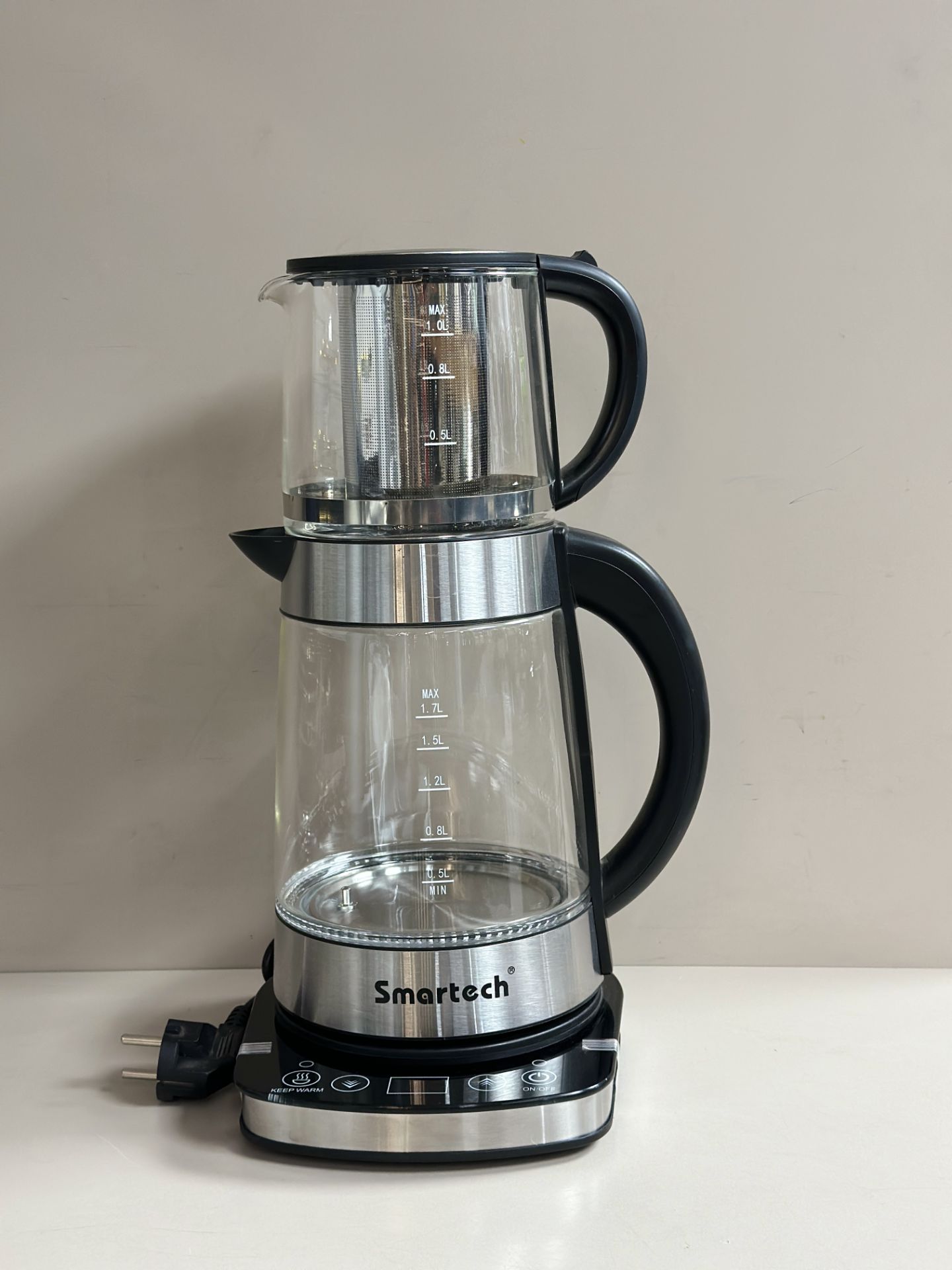 چای‌ساز روی هم شیشه‌ای اسمارتک مدل 5023 کد 1865