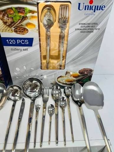 سرویس قاشق و چنگال 120پارچه طلایی یونیک کد 3471