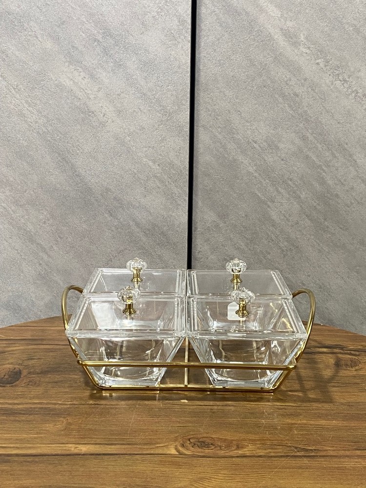 اردوخوری شیشه ای مربع 4خانه لیمون کد 634